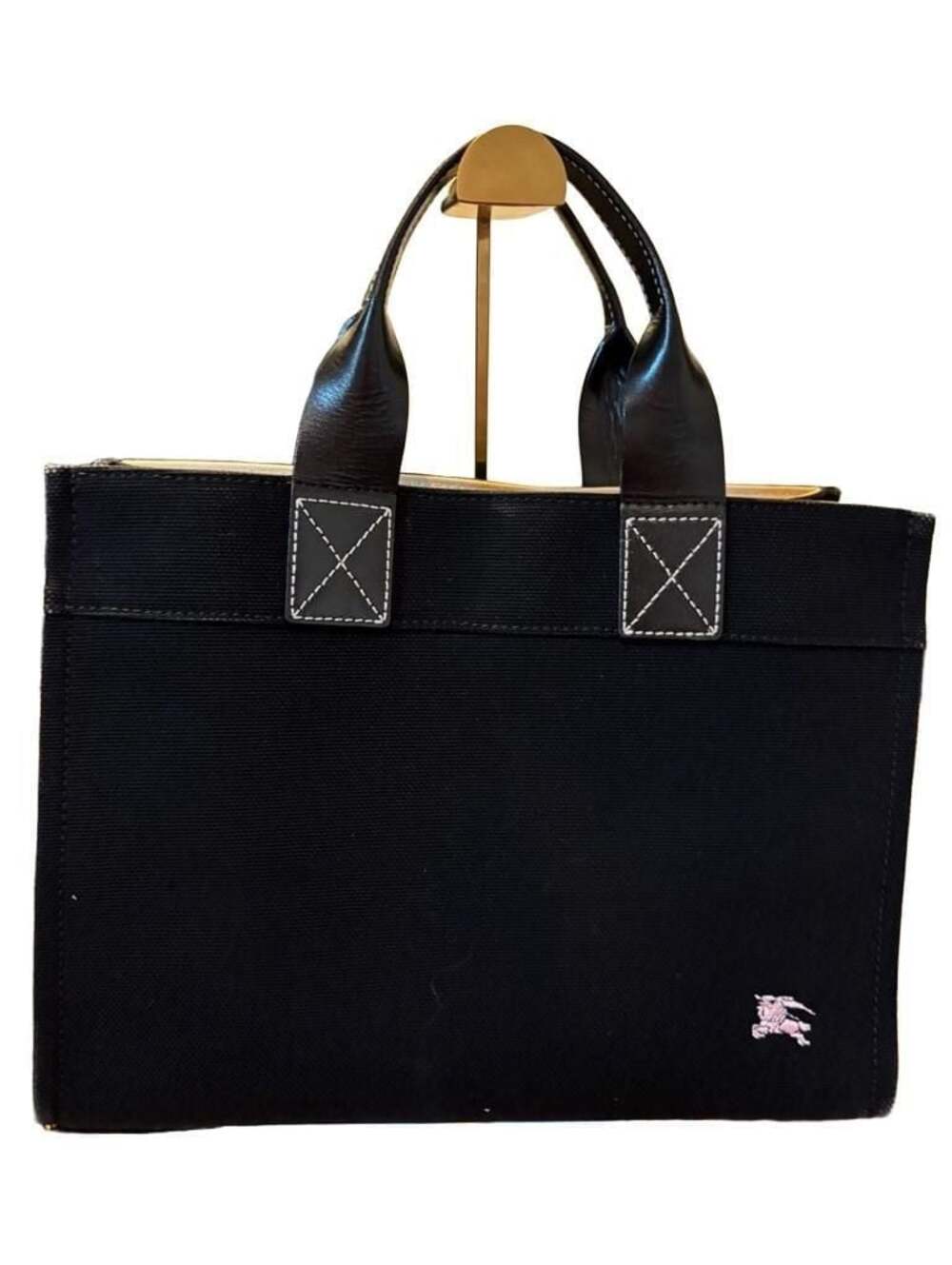 Burberry London Blue Label Black Canvas & Leather Tote Bag